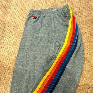 AVIATOR NATION women’s sweatpants 5 striped heather grey!!